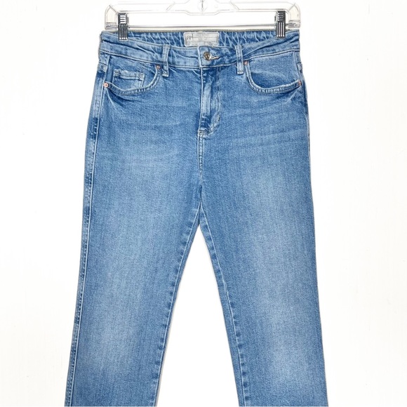 Free People Fringe Hem High Rise Cropped Straight Leg Girlfriend Jeans - Picture 7 of 12